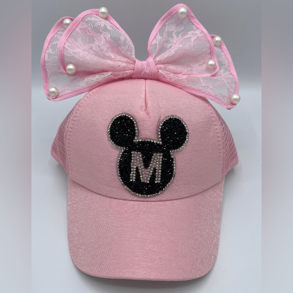 PEARL AND LACE SNAP BACK CHILDREN’S PINK HAT